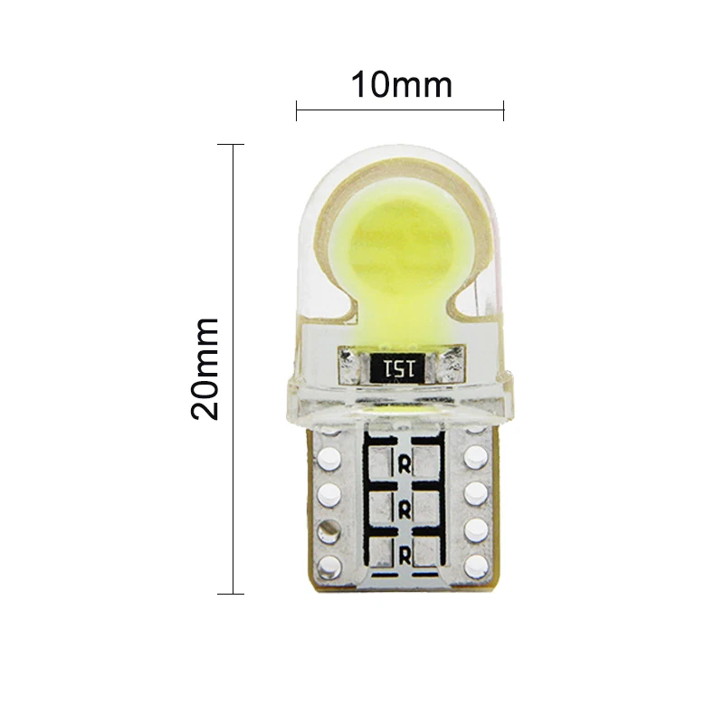 10x T10 Автомобильный светодиодный ламп COB W5W 12V сигнальный светильник внутренняя лампа для чтения, на танкетке, с боковой номерной знак светильник 194 6500K холодный белый