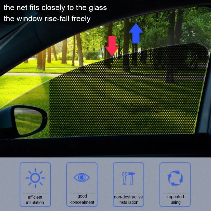 2 шт. автомобильные солнцезащитные очки сетка Электростатическая наклейка боковое окно солнцезащитный козырек Автомобильная внутренняя занавеска УФ-защита внешние аксессуары