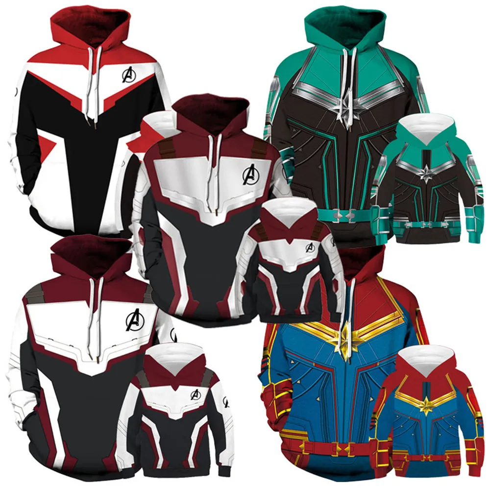 

Family Matching Outfits Hoodies Dad Mom Kids Sweatshirts 2019 The Avengers Endgame Marvel Superhero Captain America Sweatshirt