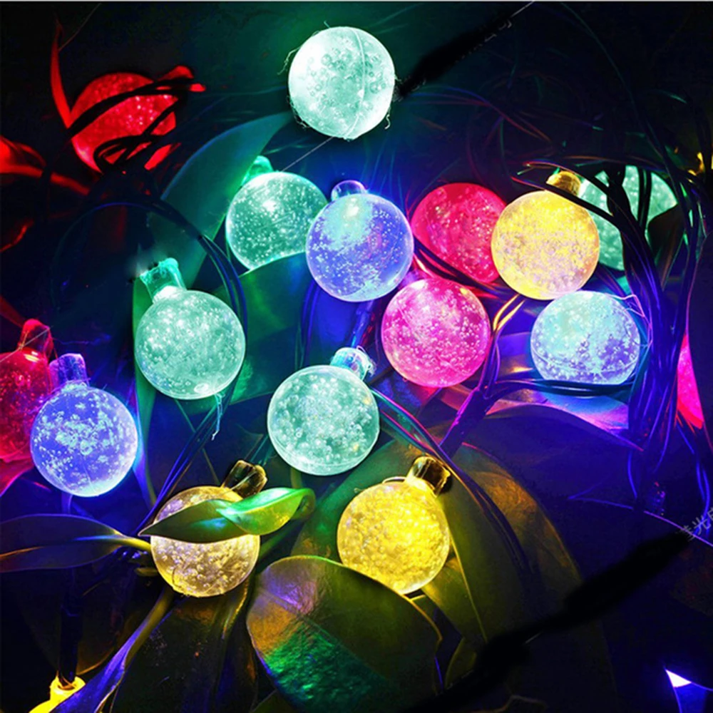 Bola String cahaya Surya waterproof 6 M 30Led taman dekorasi luar ruangan lampu Kristal 3 warna untuk Pohon peri pencahayaan saham VR