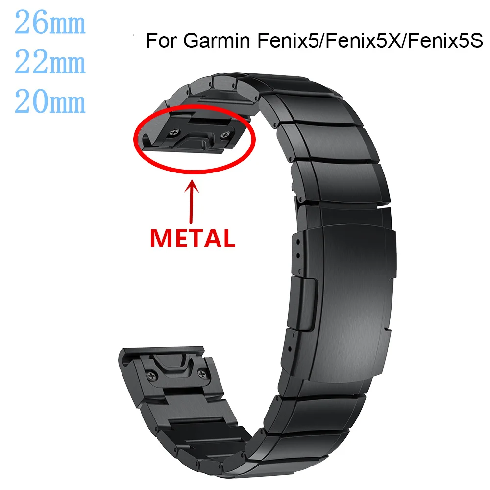 

26 22 20MM Watch Band Strap for Garmin Fenix 5X X5 5S 3 3HR D2 S60 GPS Watch Quick Release Stainless steel strip Wrist Band Stra