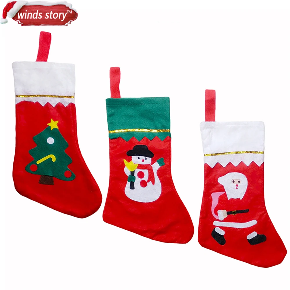 5pieces Thicken Christmas Stocking Decoration Santa Claus Snowman