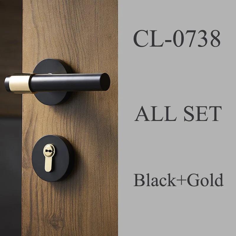 Black and Gold Топ Разработанный 1 комплект Европейский Чистый латунный комплект с дверным замком интерьер спальни гостиная бесшумный дверной замок Сплит дверная ручка замок w ключи - Цвет: Black and Gold