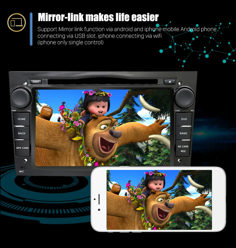 Sale Eunavi 2 din Android 8.1 car dvd player for Opel Astra Vectra Antara Zafira Corsa gps navigation bluetooth radio 3G WIFI RDS 10