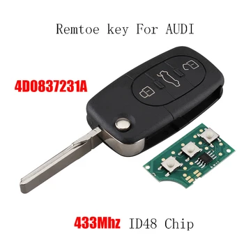 

433Mhz 3Buttons Remote Car key For AUDI A3 A4 A6 A8 Old Models 4D0 837 231 A For AUDI 4D0837231A ID48 Chip Transponder key