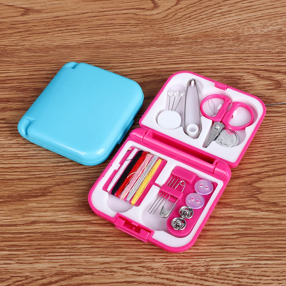 

1PC New Sewing Box Needle Threads Box Set Storage Box Portable Travel Scissor Thimble Buttons Pins Travel Sewing Kit Home Tools