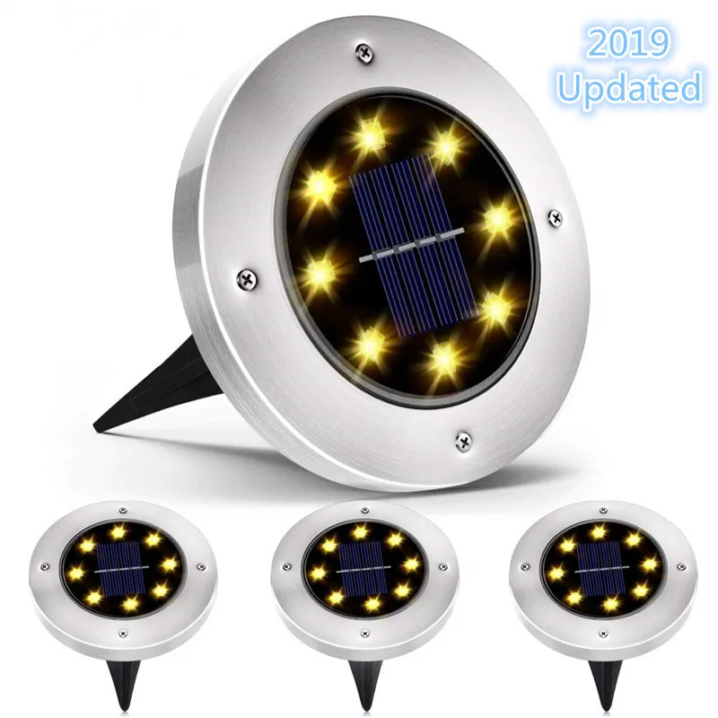 

4Pcs Step Light Led Solar Light Solar Powered Ground 8 LED IP 65 Waterproof Garden Buried Lights for in-Ground Outdoor Lawn Yard