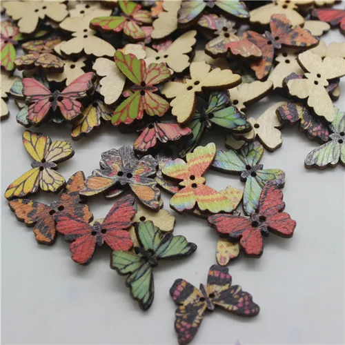 50 шт смешанные животные милые деревянные пуговицы для скрапбукинга ручной работы DIY Детские аксессуары для шитья одежды украшения - Цвет: Vintage butterfly 50