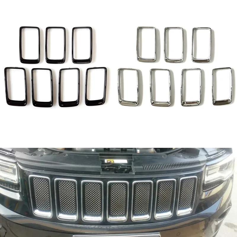 

Front Racing Grill Grille Vent Trim Ring Cover Grille Vent Trim Ring Insert Cover Buckle Kit For Jeep Grand Cherokee 2014-2016