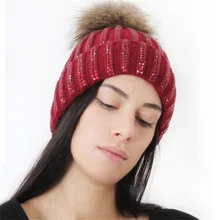 Настоящая потница 15 см мяч из лисьего меха Горячая бурение теплая вязаная шляпа осень и зима новая мягкая и удобная Высококачественная