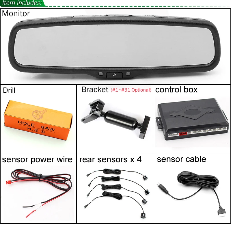 Автомобильный интерьер зеркало заднего вида мониторинг датчик парковки с оригинальным кронштейном используется для hyundai Kia Ford Volkswagen