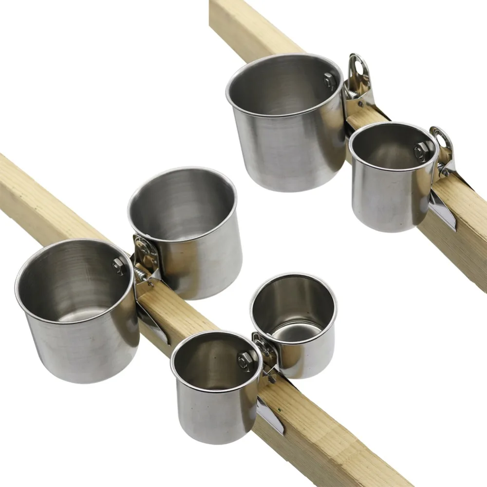 Buy 5Pcs Food Water Feeding Bird Double Cups With Clip