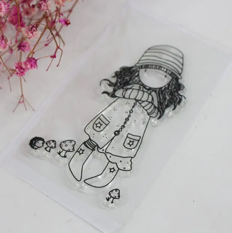

Girl with Mushroom Transparent Clear Stamp DIY Silicone Seals Scrapbooking Album Decoration Kids Fun clear stamp Sheets 211
