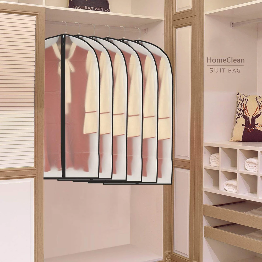 Cena 6 sztuk zestaw odzież obejmuje wyczyść torba na garnitur Moth dowód odzieży torby oddychający zamek kurz zakryte przechowywanie torby na garnitur ubrania do tańca