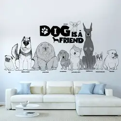 Милая собака друг Наклейки на стены для детей номеров home decor pet окна больницы мультфильм животных стены наклейки ПВХ фреска Искусство