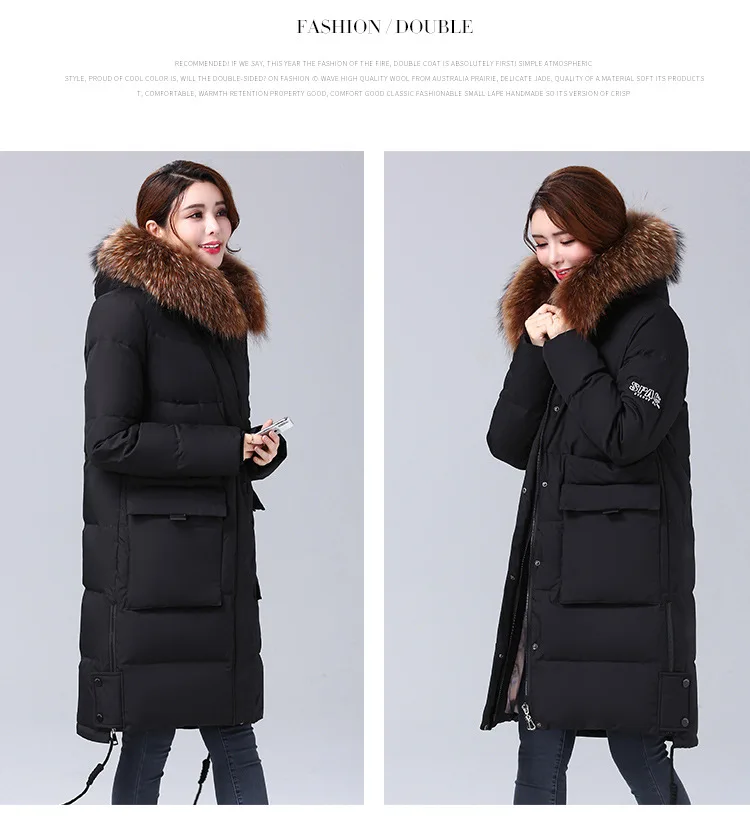  2019 Winter New Down Jacket Brand Women's Winter Jackets Big Fur Collar Ladies Down Jacket Thick Warm Winter Woman COats M-2XL  (22)