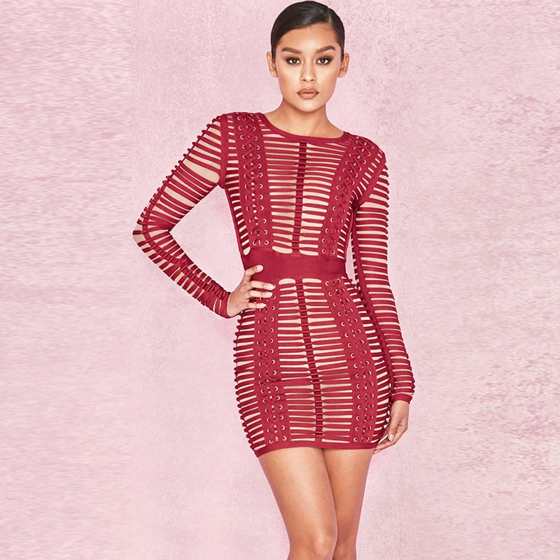 wholesale 2018 New dress White long sleeved Net yarn perspective Net