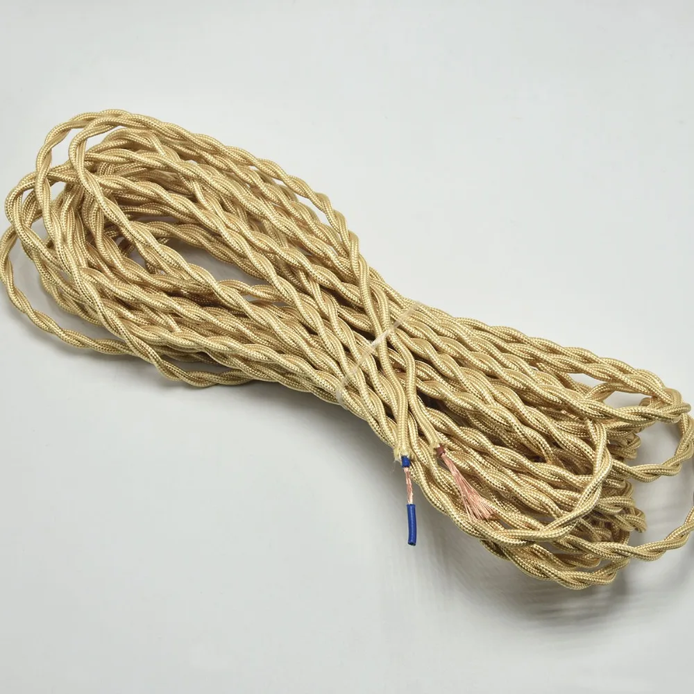 2*0,75 винтажная проволока Эдисона текстильный кабель витая проволока винтажный шнур для лампы Ретро Плетеный Электрический провод подвесной светильник провод 10 м/лот