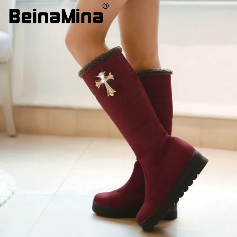 

Free shipping over knee thin heel boots women snow fashion winter warm footwear shoes boot P15849 EUR size 34-42