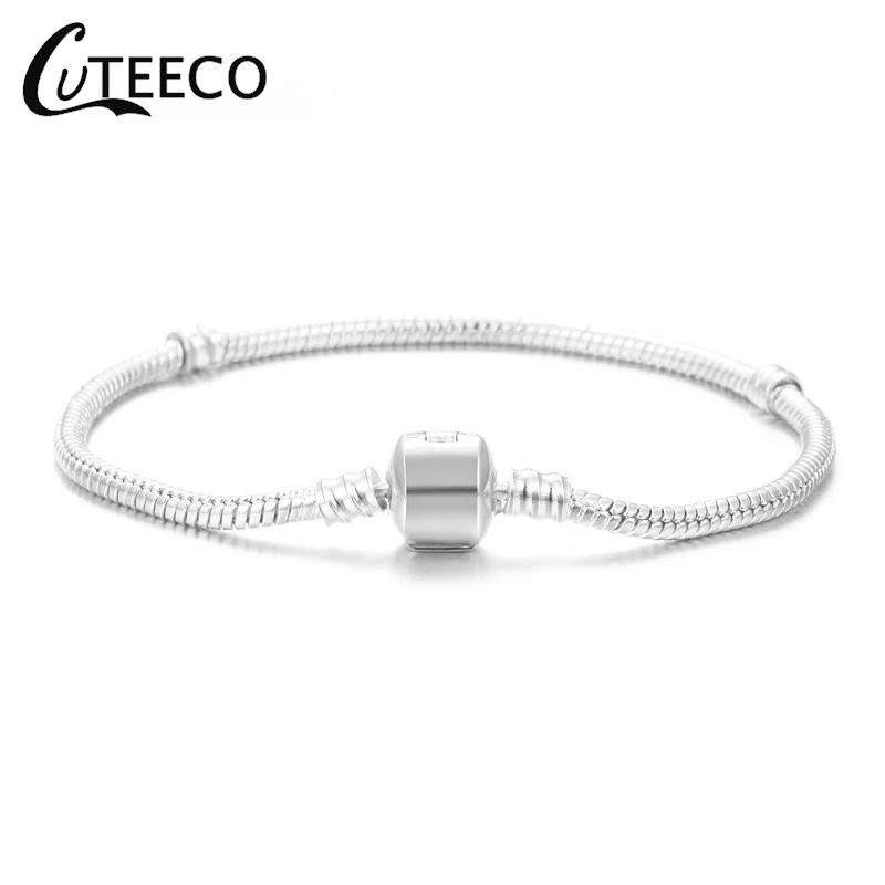 CUTEECO New High Quality Charm DIY Bracelet Multiple Styles Silver Snake Chain 17-21cm Brand Bracelet For Women Men Jewelry