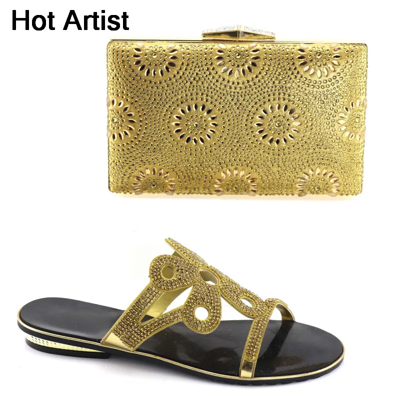 

Capputine Latest Italian Shoes With Bags Set For Paety Nigerian Decorated With Rhinestone Low Heels Shoes And Bag Set TX-01