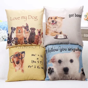 

1Pcs Free shipping New arrival Zakka Cute cartoon dog cotton sofa pillow cover Car cushion cover Bedding home decoraiton 45x45cm