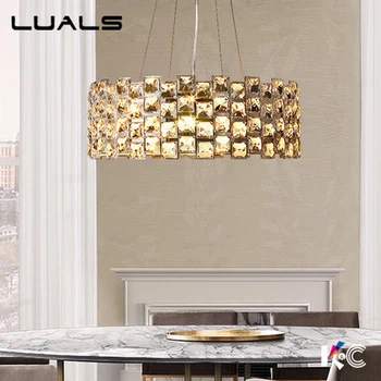 

Modern Pendant Light Fashion Creative Luxury K9 Crystal Hanging Lamp For Bedroom Restaurant Round Indoor Pendant Lighting