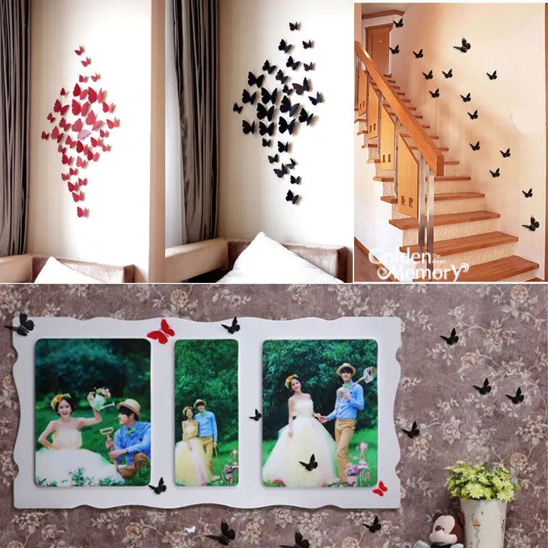 DIY Removable Butterfly 3D Wall Sticker Butterfly Home ...