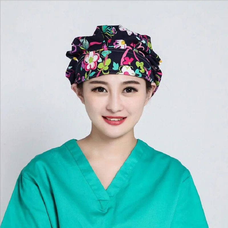 Women Medical Cotton caps hospital surgical Nurse Printing Hat