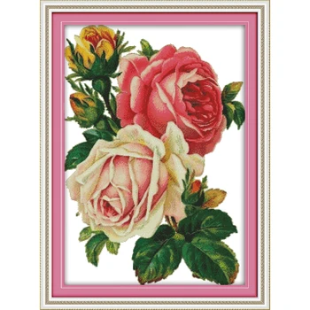 

Everlasting Love Ferns And Roses Chinese Cross Stitch Kits Ecological Cotton Clear Stamped Printed 14CT DIY Christmas Decoration
