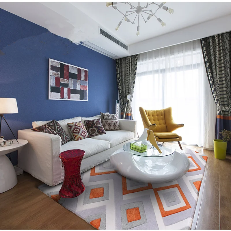 Ковер ручной работы в акриловой форме, коврики и ковры для гостиной, оранжевый серый коврик, современная Европейская спальня, журнальный столик, диван, комната