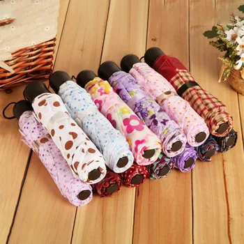 

Three Folding Umbrella Rain Windproof Portable Lovely Flower Umbrella Short Handle Fashion for Outdoor Travel Windproof WZP111