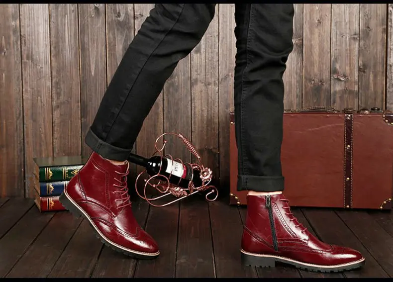 Men's Boots Lace-up Fashion Boot Black Shoes Men Boots Chelsea Genuine Leather Winter Shoes Mens Military Boots Men Combat Brand (7)