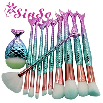 

11pcs mermaid brushes pincel sereia makeup brushes cosmetics kit a set of brushes for professional make-up kit pincel maquiagem