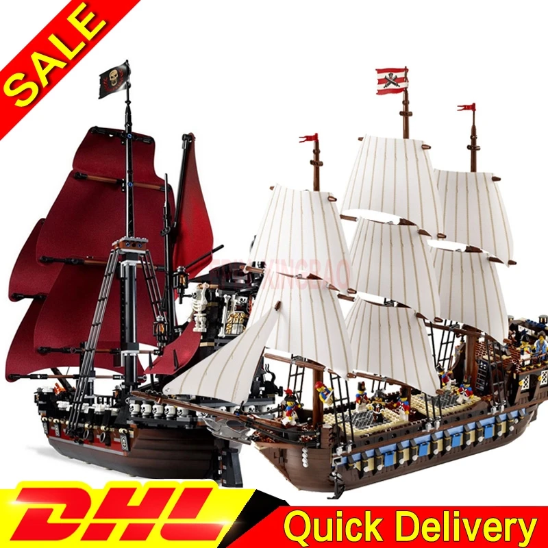 

LP 16009 Queen Anne's revenge + 22001 Imperial Warships Model Building Blocks For children Pirates Legoings Toys Clone 4195