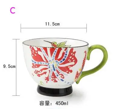 Nordic Coffee Cup Breakfast Cup Hand Painted Soup cup Creative Ceramics Mugs Cereal mugs Water Cups Relief mug CL09282206