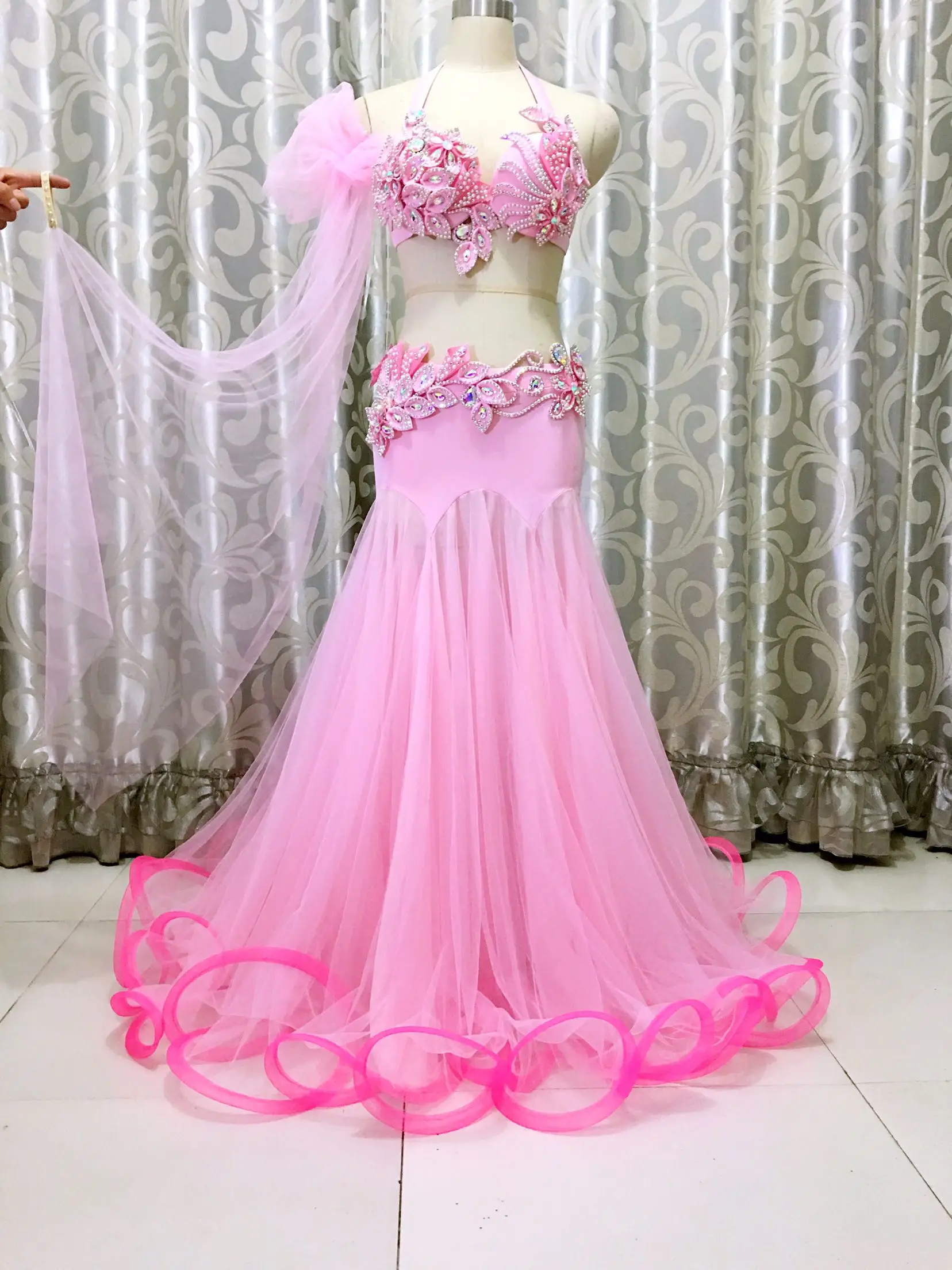 Belly dance eastern diamond embroidery skirts bra dress costume for