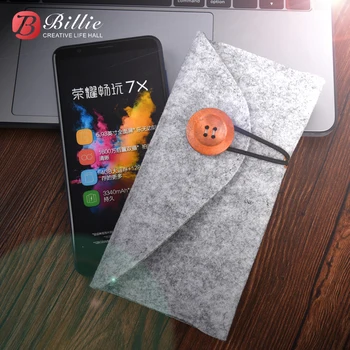 

Billie For Huawei Honor 7X Pocket Case Bag Protector Pouch Protective Cover For Huawei 7X 5.93" Cover Handmade Wool Felt Sleeve