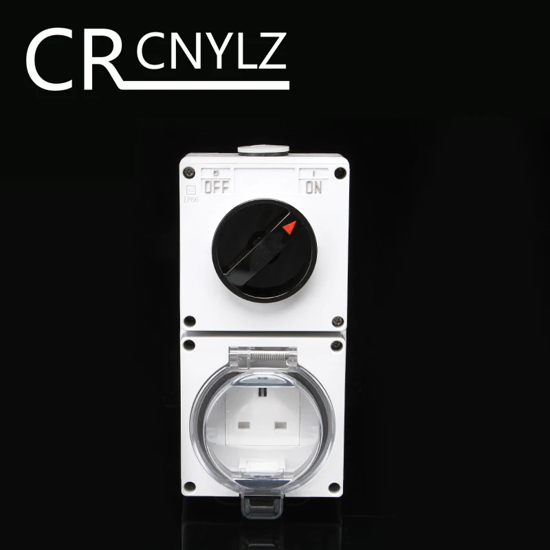 

UK socket IP66 waterproof industrial socket outdoor waterproof outlet 1Gang socket with a switch