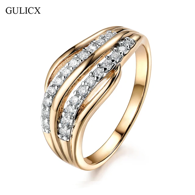 GULICX New Fashion Female Wedding Bands Jewelry Gold-Color Engagement Ring for W GULICX New Fashion Female Wedding Bands Jewelry Gold-Color Engagement Ring for W