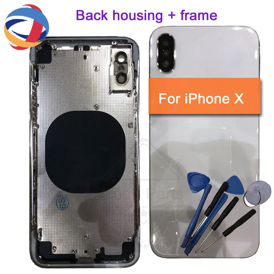 

Top Quality Battery Door Back Cover for iphone X Housing Chassis with Middle Frame Rear Door Card+Tray+Buttons+Tool Replacement