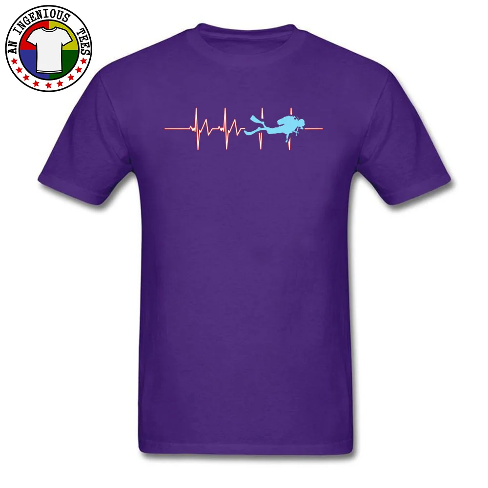 Scuba-Dive-Heart-Beat Short Sleeve Tops & Tees O-Neck Cotton Fabric Mens Top T-shirts Funny Clothing Shirt New Arrival Scuba-Dive-Heart-Beat purple