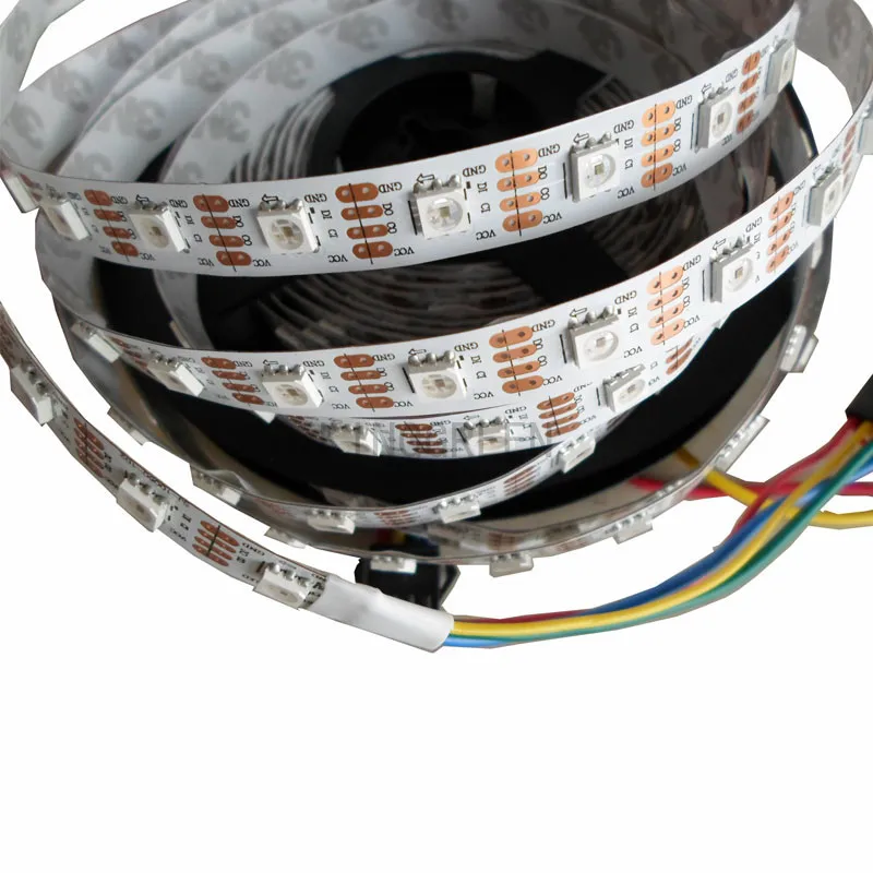 

5mX Full color SK9822 DC5V input 5050SMD RGB digital flexible led strip light 30/32/48/60/72/144LED/m WHITE PCB free shipping