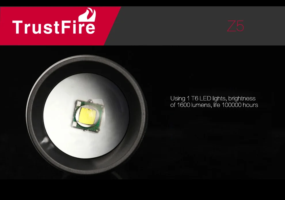 Trustfire Z5 фонарик 7 Режим 1600 лампа Люмен Cree XM-L T6 светодиодный фонарики на открытом воздухе