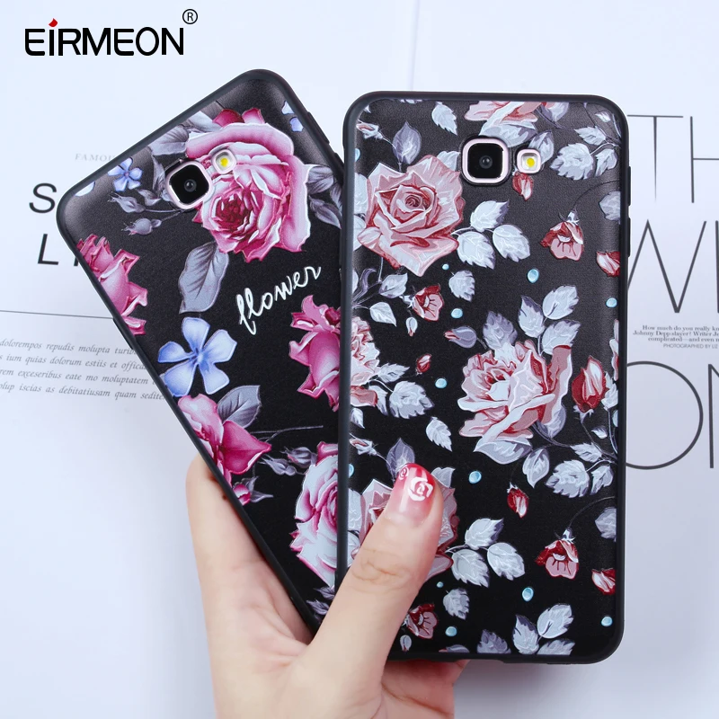EIRMEON For Samsung Galaxy J3 J5 J7 A3 A5 A7 2016 2017 Case S8 S9 Plus J2 J8 2018 S7 Edge Silicon Flower Back Covers |