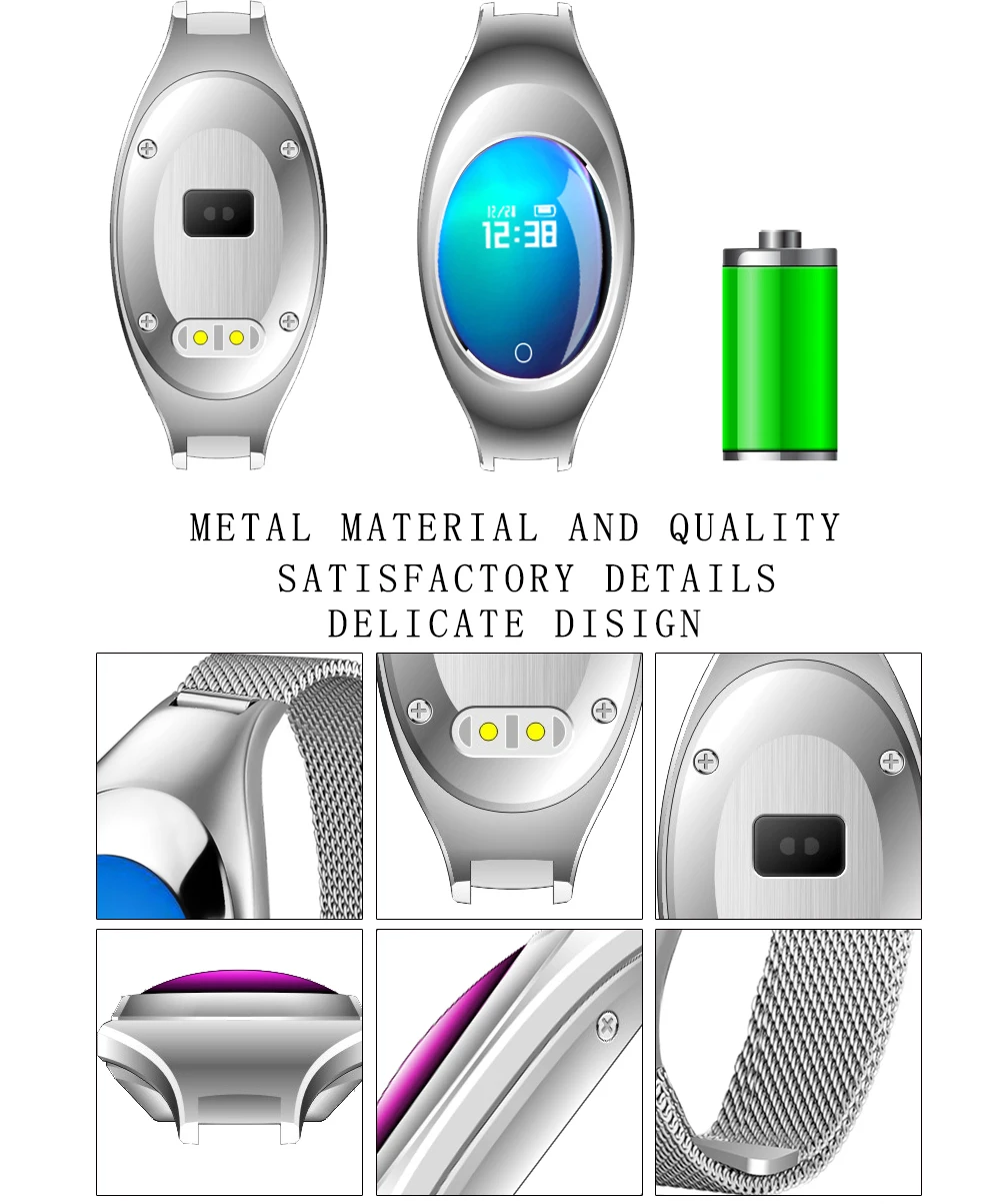 Z18 смарт-браслет с поддержкой сердечного ритма, кровяного давления, кислородный мониторинг, женский браслет для Android IOS, смарт-часы, браслет