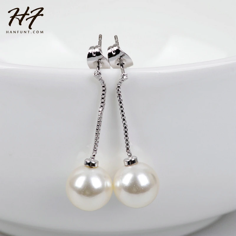 

E578 Concise Imitation Pearl Silver Color Dangle Earrings Jewelry Made with Genuine Austrian Crystal HotSale