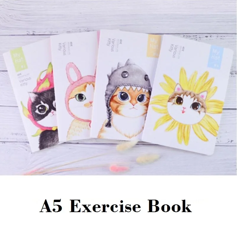 

A5 Exercise Book for Students Cute Cats School Notebook Libretas y cuadernos Creativos 210*142mm, 44 sheets/ 88 pages