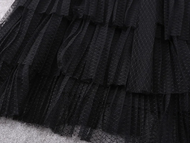 Высококачественное новое модное Сетчатое подиумное Платье женское с расклешенными рукавами перспективное Каскадное газовое многослойное платье лолиты