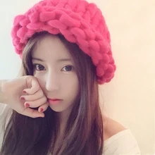 Mingjiebihuo Новая модная осенне-зимняя очень плотная теплая шерстяная шапка ручной вязки, вязаная шапка, простая и элегантная